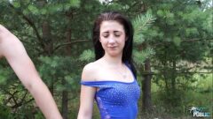 Petite blonde teen in interracial anal action